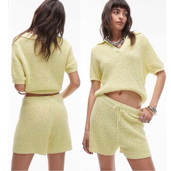 Topshop Pants - TOPSHOP Stitchy Shorts in Lime, NWT